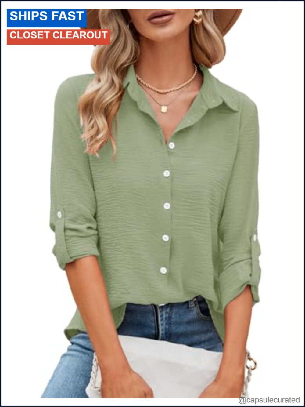 Odosalii Womens Button Down Shirts Loose Fit Blouses Business Casual Tops